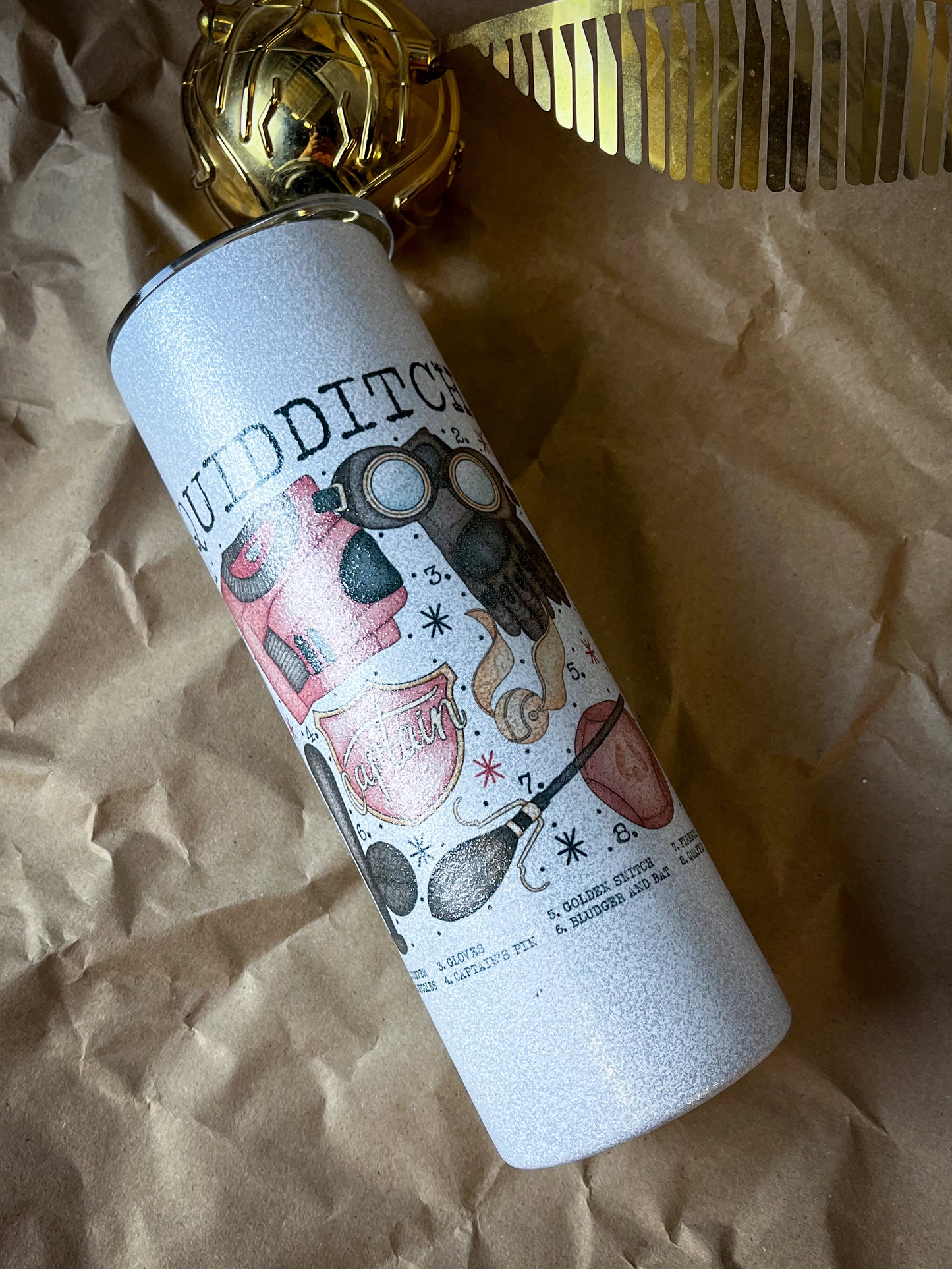 Gryff. Quidditch Glitter 20oz Tumbler