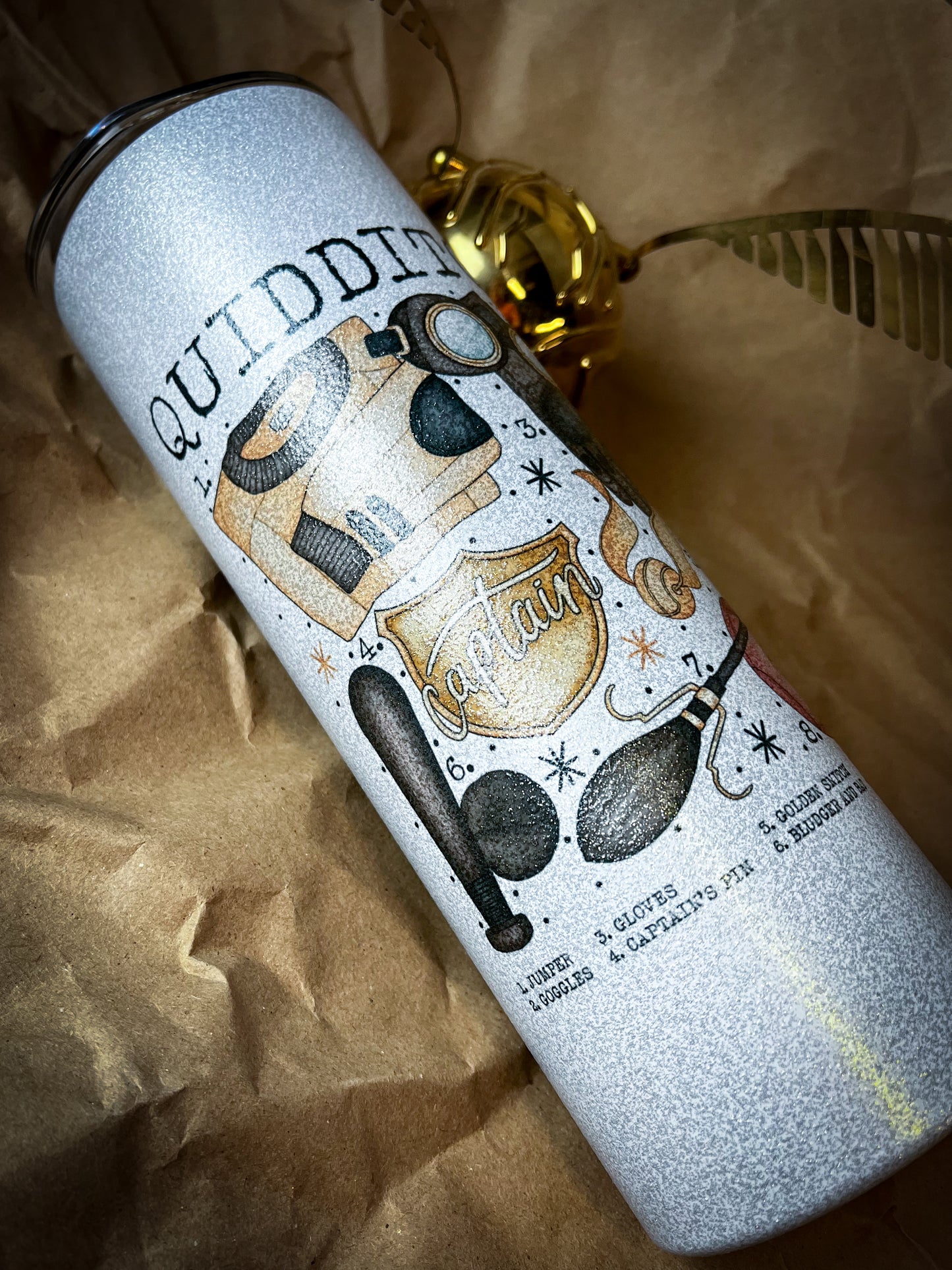 Huff. Quidditch Glitter 20oz Tumbler