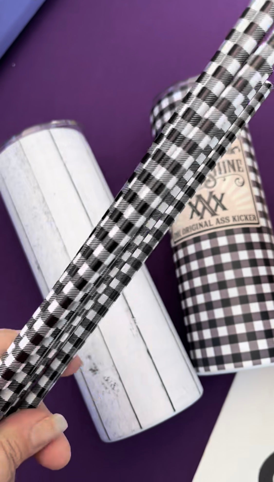 White Buffalo Plaid 10" Reusable Straw