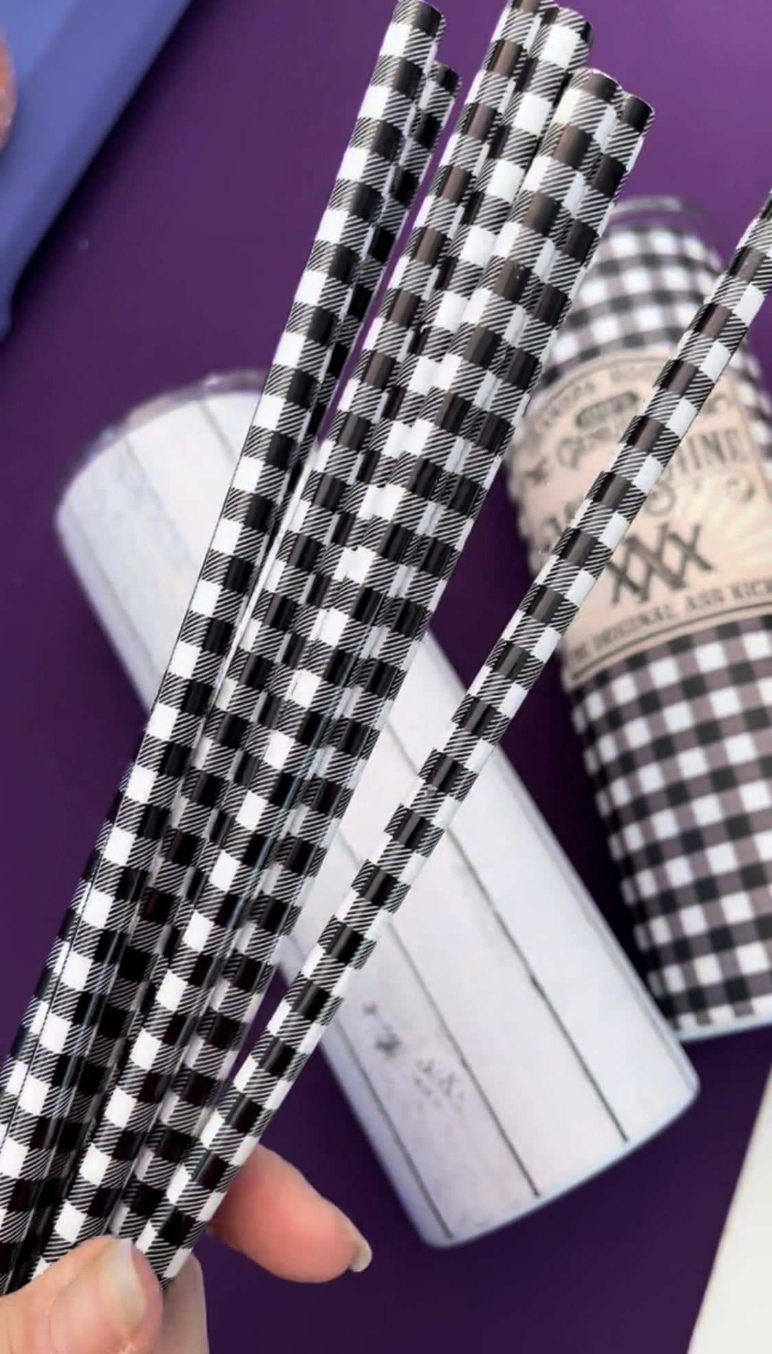 White Buffalo Plaid 10" Reusable Straw