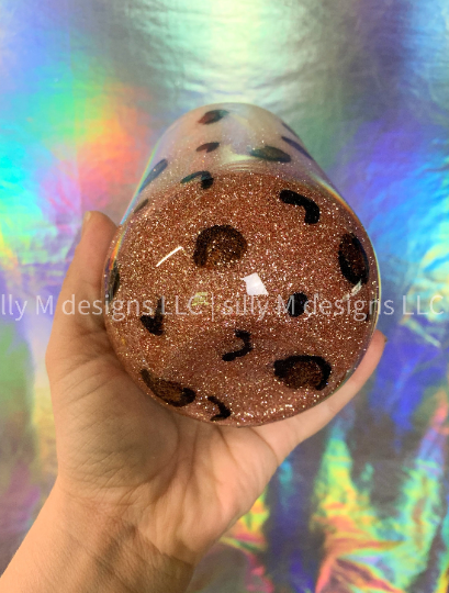 Rose Gold Leopard Print Wine Tumbler