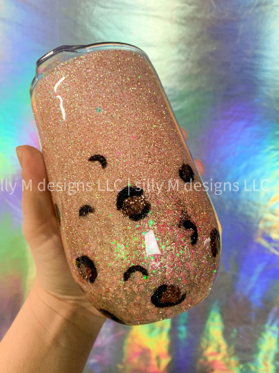Rose Gold Leopard Print Wine Tumbler
