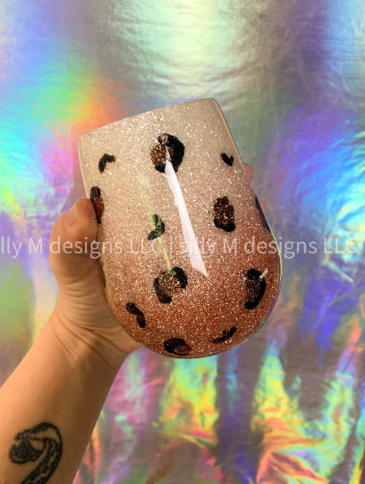 Rose Gold Leopard Print Wine Tumbler