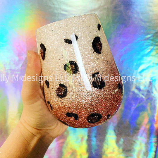 Rose Gold Leopard Print Wine Tumbler