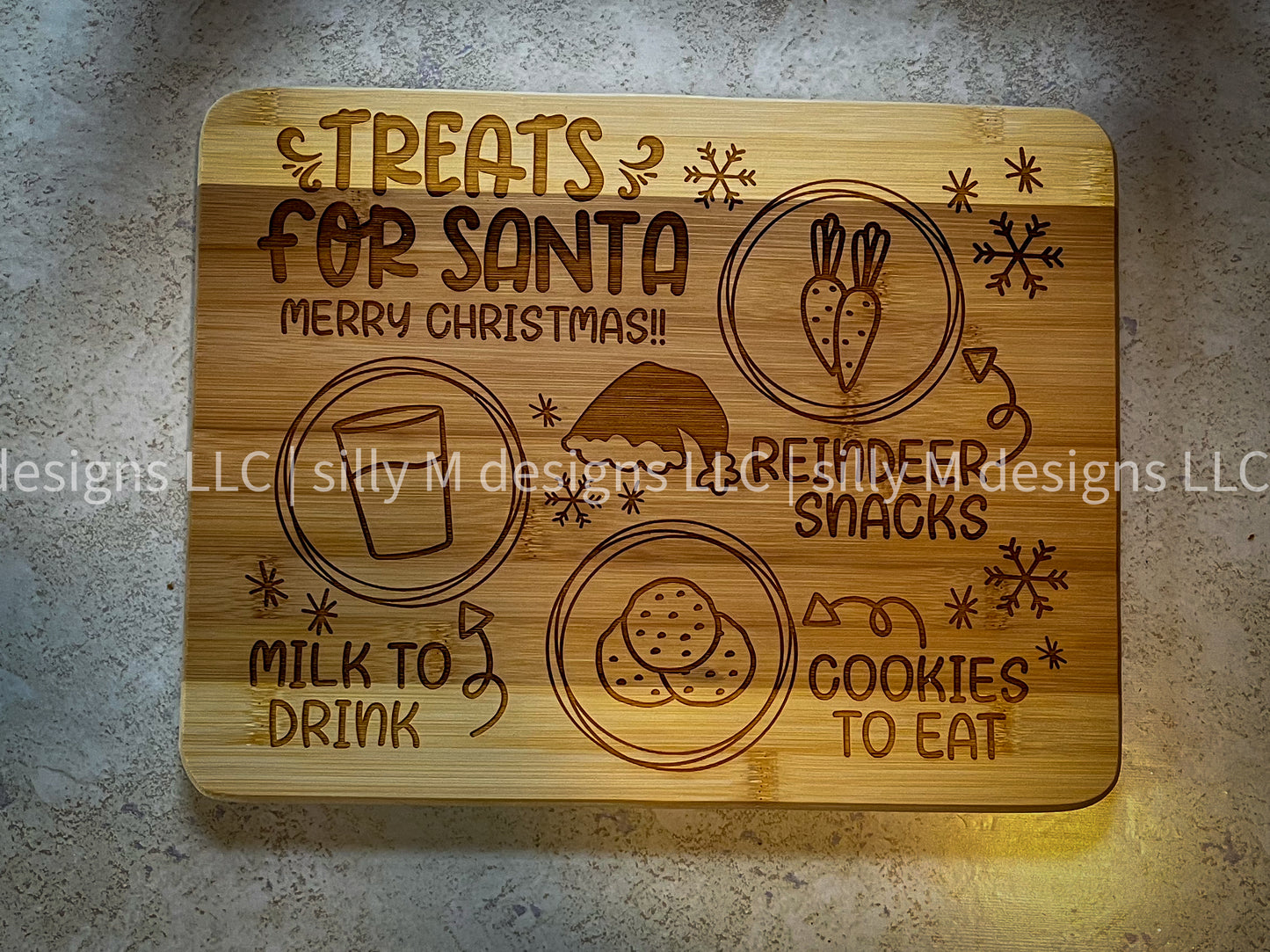 Santa Tray | Laser Engraved Bamboo Serving Board