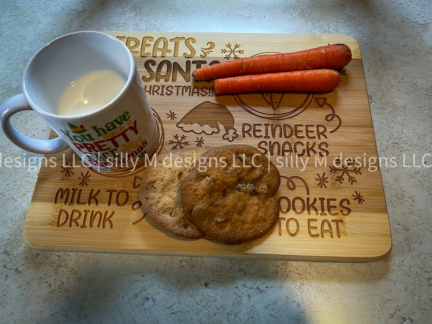 Santa Tray | Laser Engraved Bamboo Serving Board