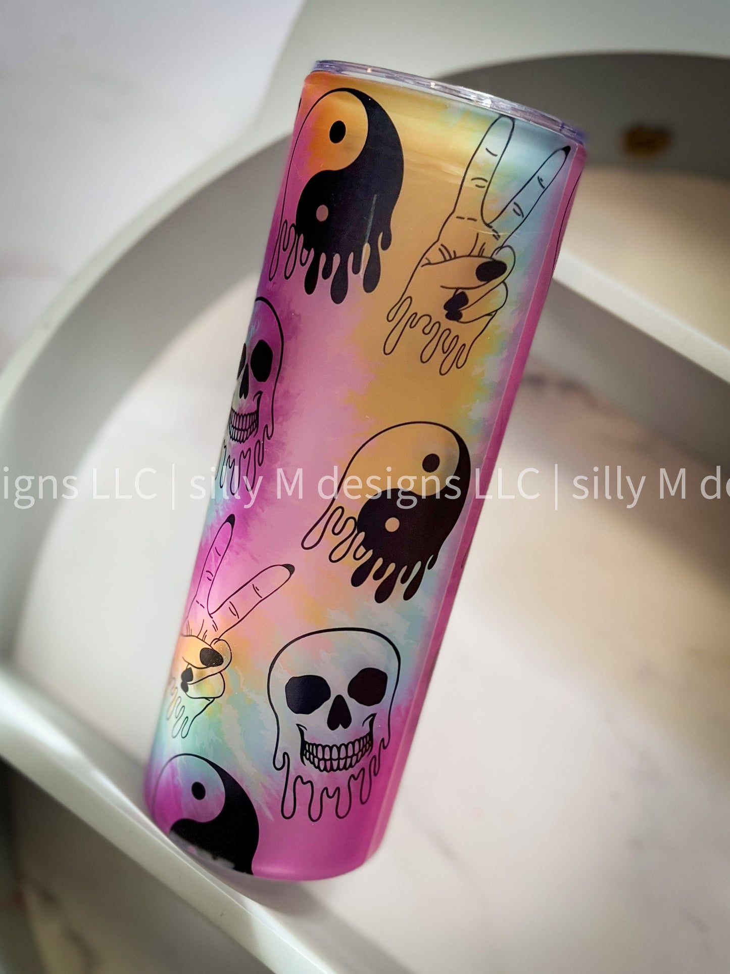 Tie Dye Frosted Glass Tumbler | 25 ounces