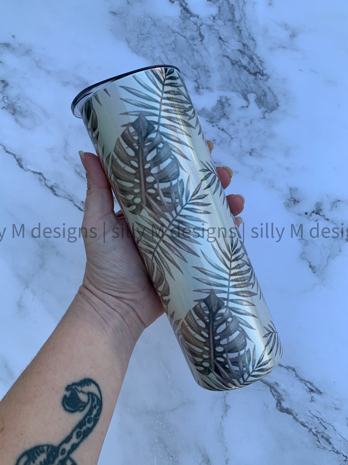 Palm Leaf Holographic Tumbler