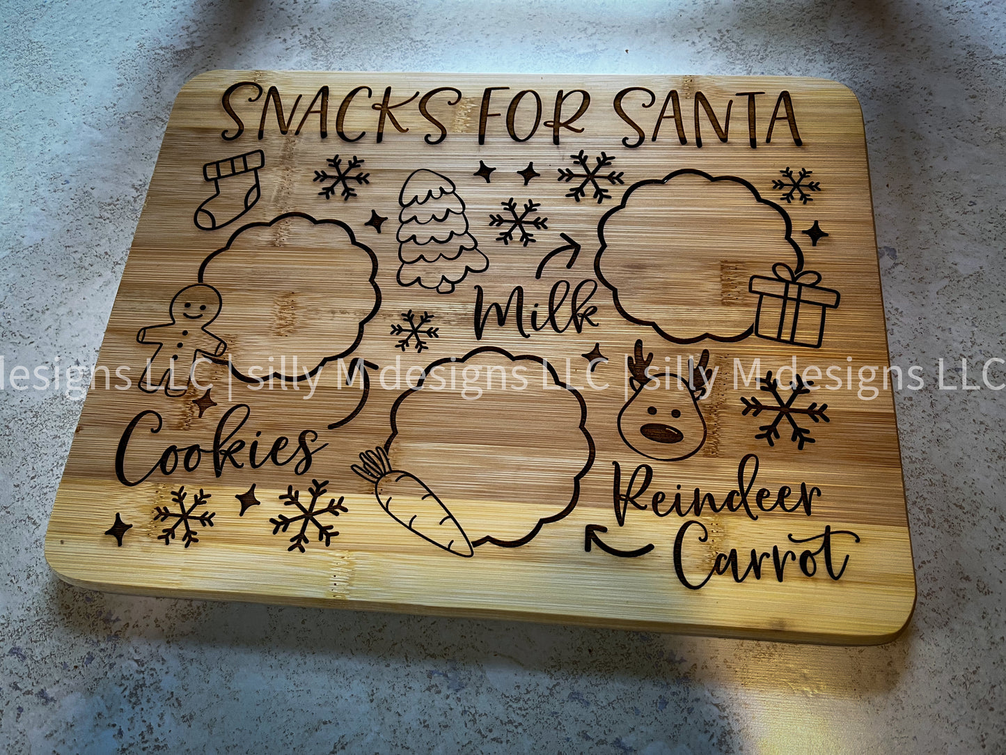 Santa Tray | Laser Engraved Bamboo Serving Board