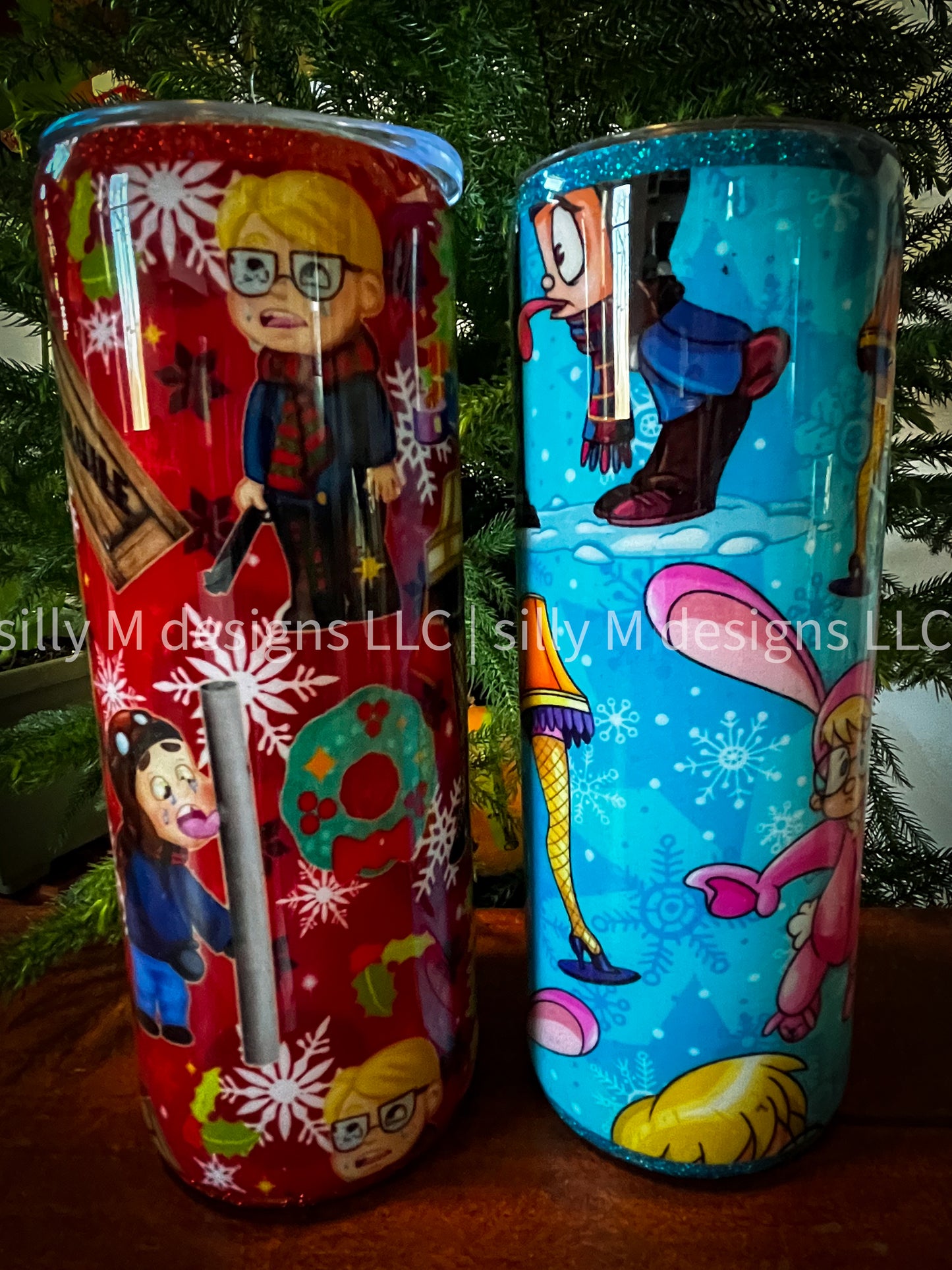 RED Christmas Story Fabric Tumbler 20oz