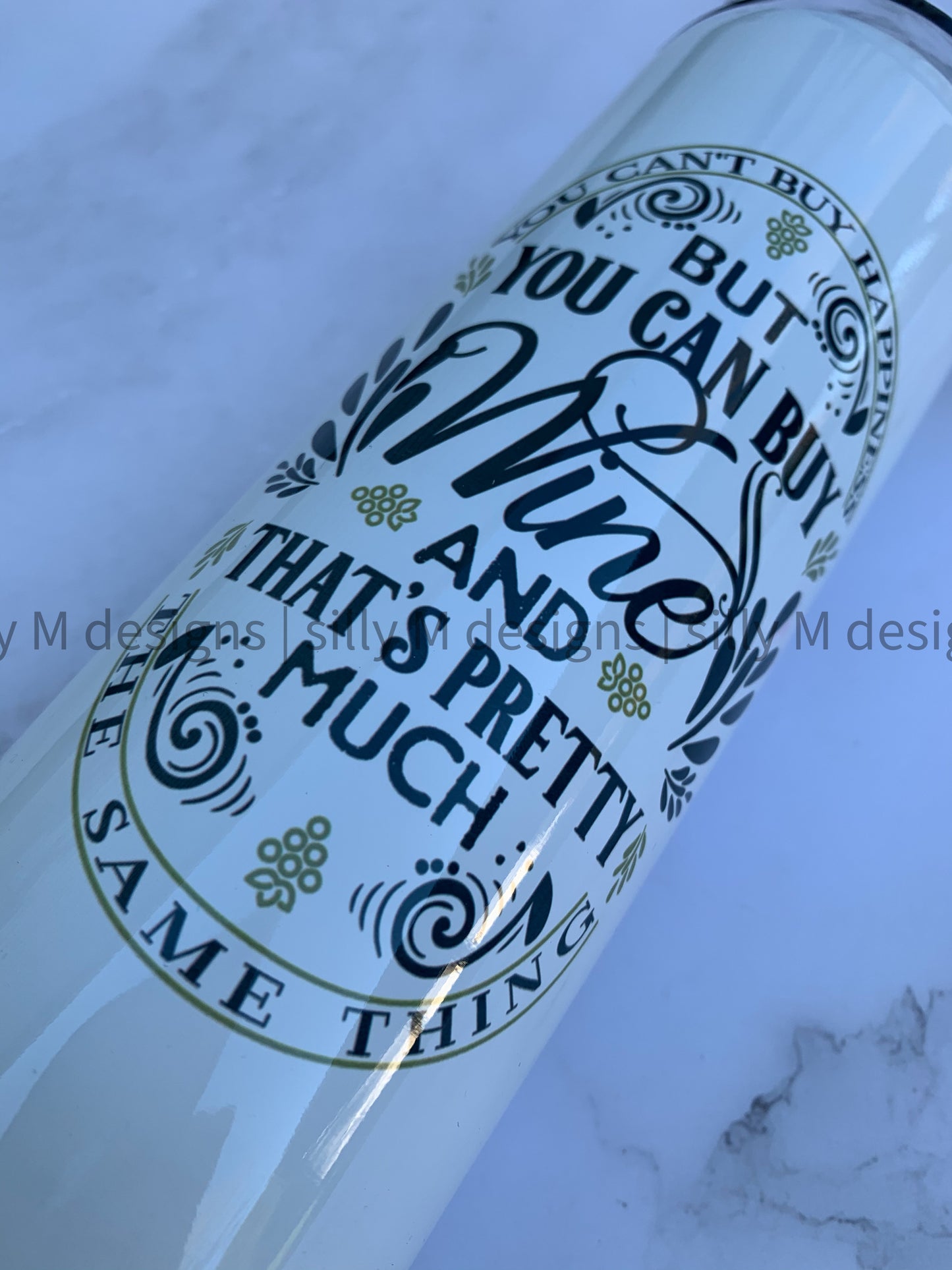 Happiness and Wine Tumbler