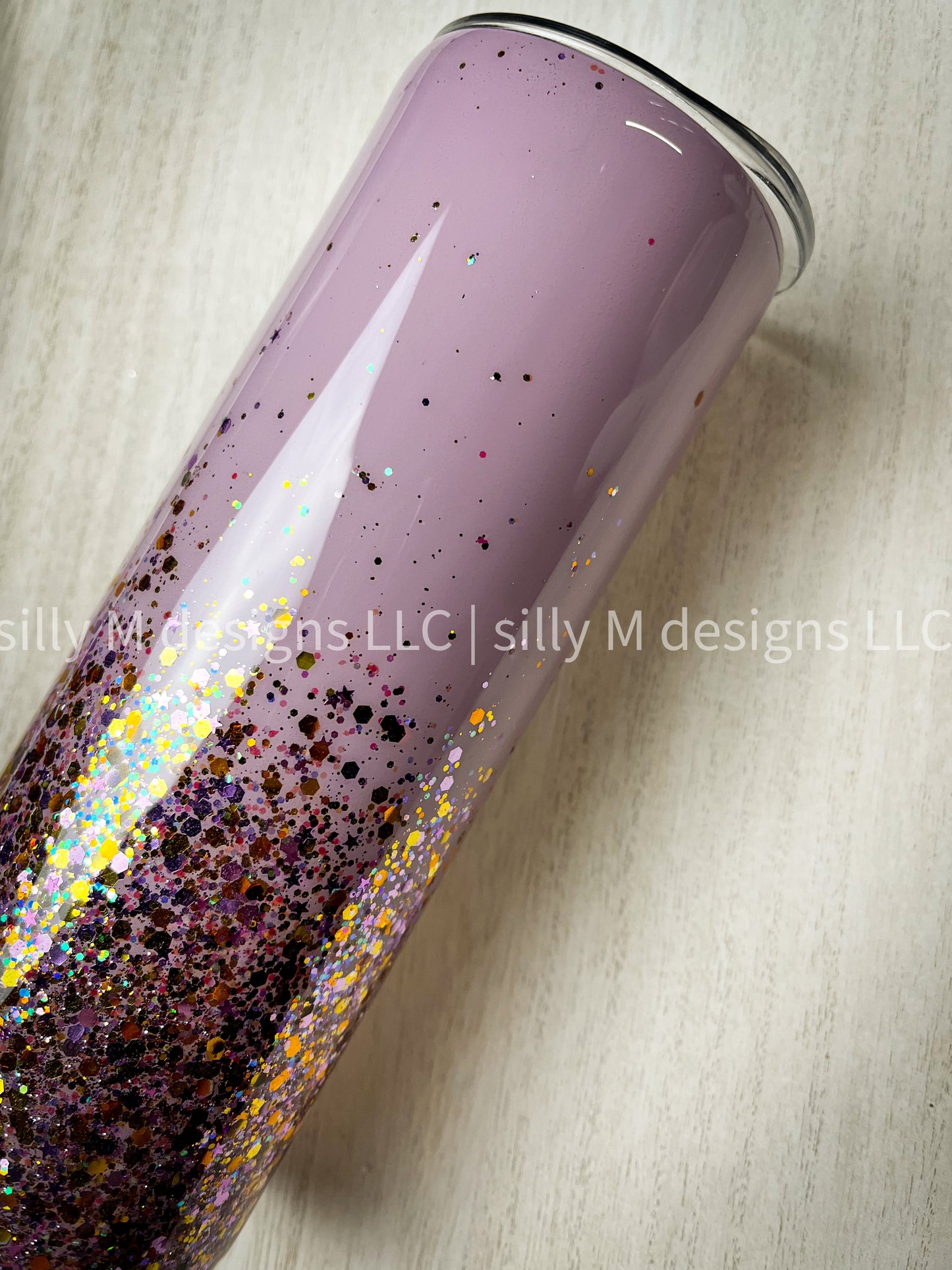 Skull Heart Glitter Ombre Tumbler
