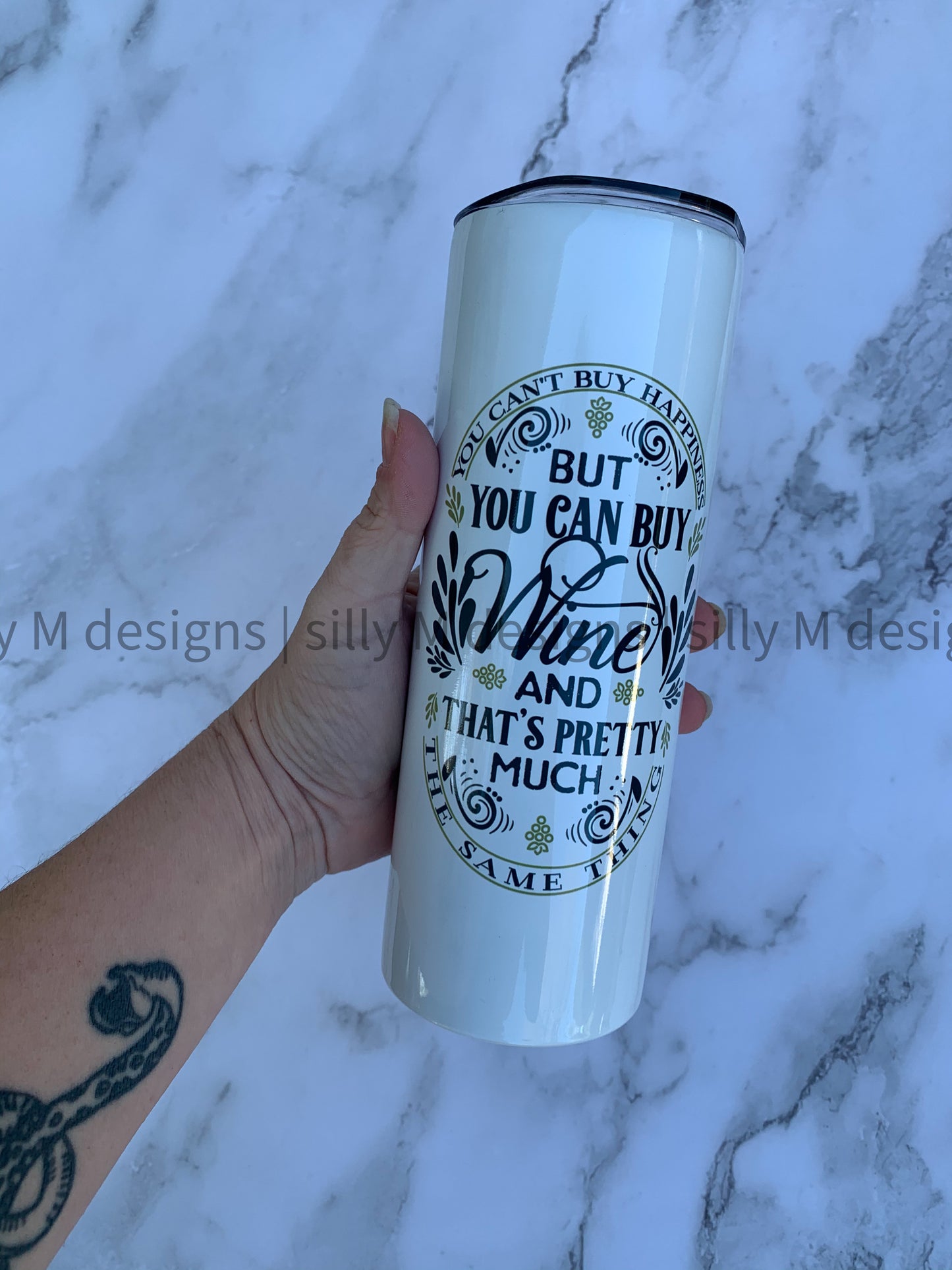 Happiness and Wine Tumbler