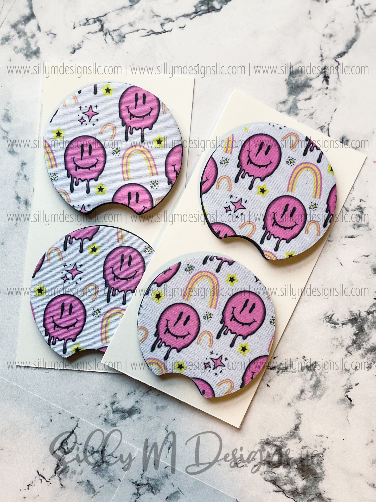 Pink Smilies Neoprene Coaster Set