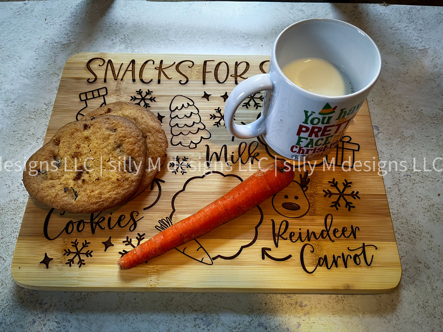 Santa Tray | Laser Engraved Bamboo Serving Board