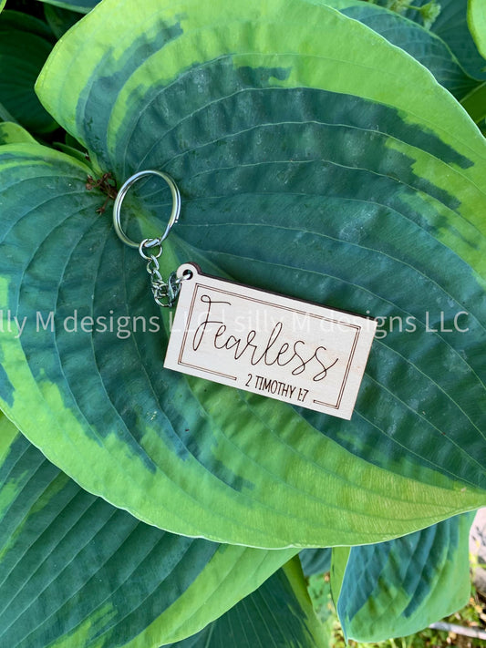 Fearless Maple Wood Keychain