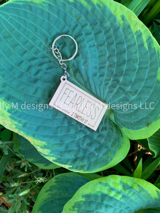 Fearless Maple Wood Keychain