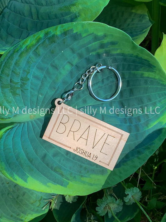 Brave Maple Wood Keychain