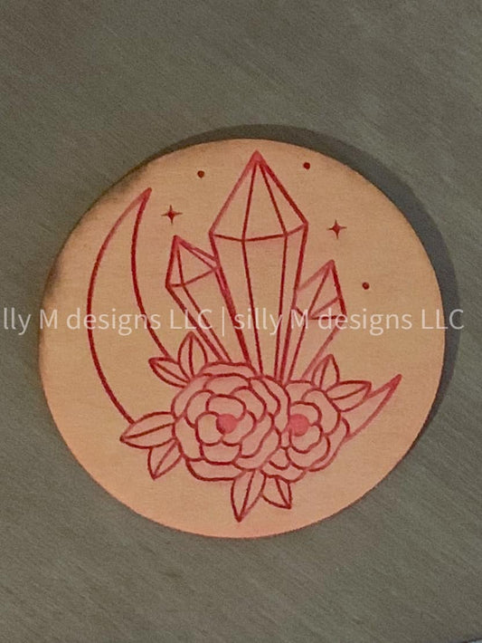 Minimalist Floral Crystal Crescent Coaster Mold