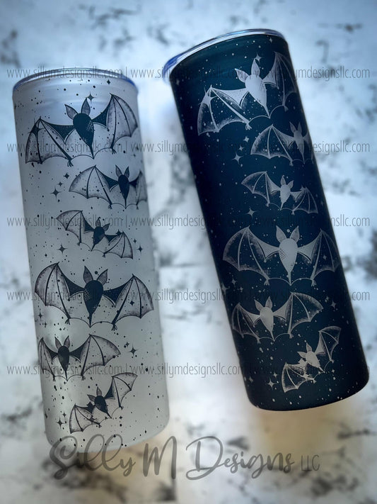 Checkered Bats Frosted Glass Tumbler | 25 ounces