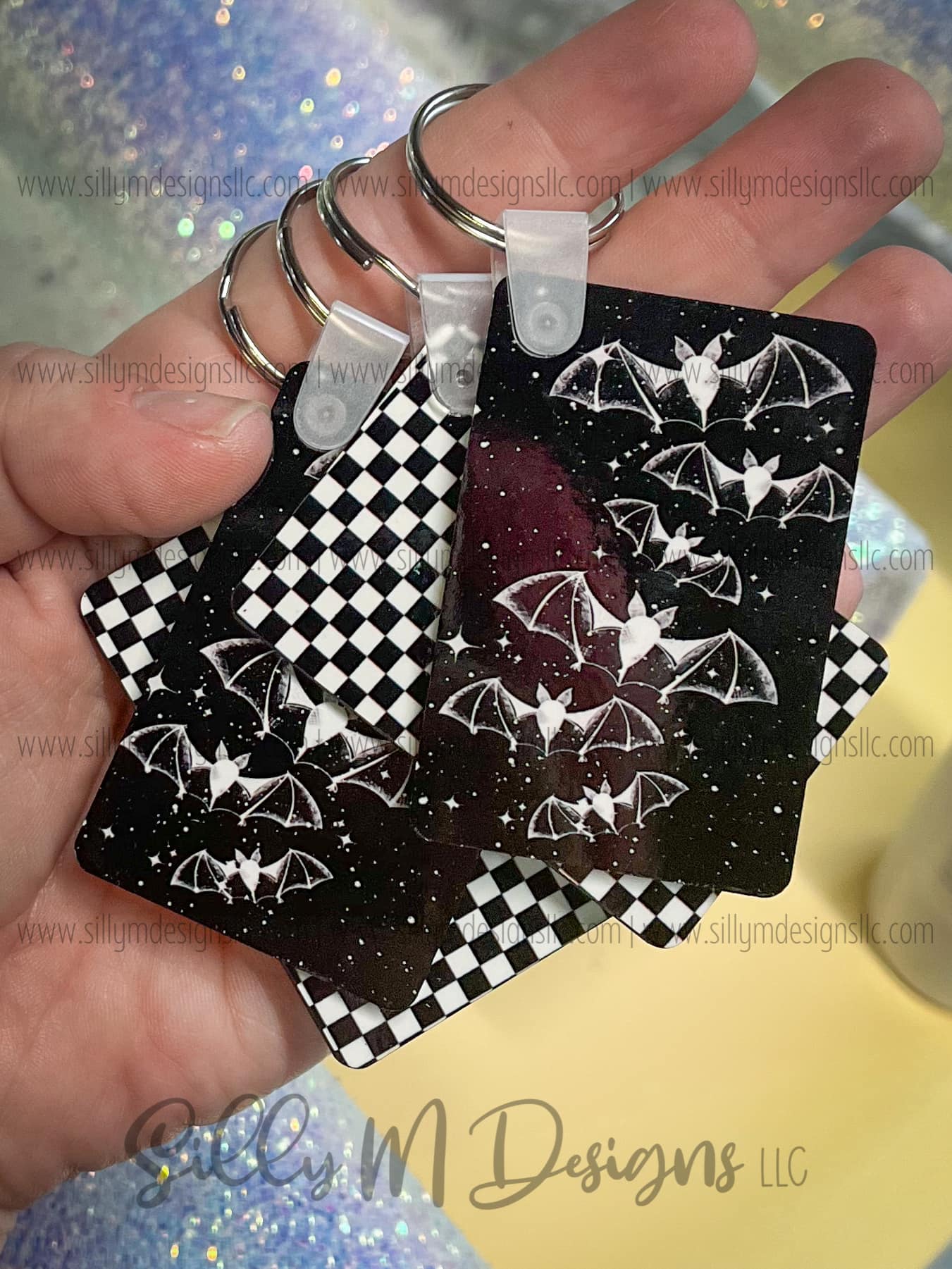 Checkered Bats Double-Sided Keychain