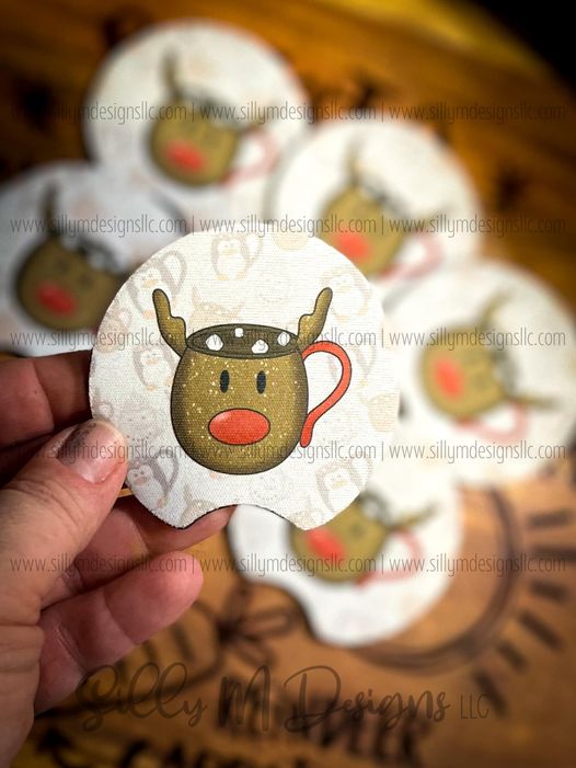 Reindeer Mug Neoprene Coaster Set