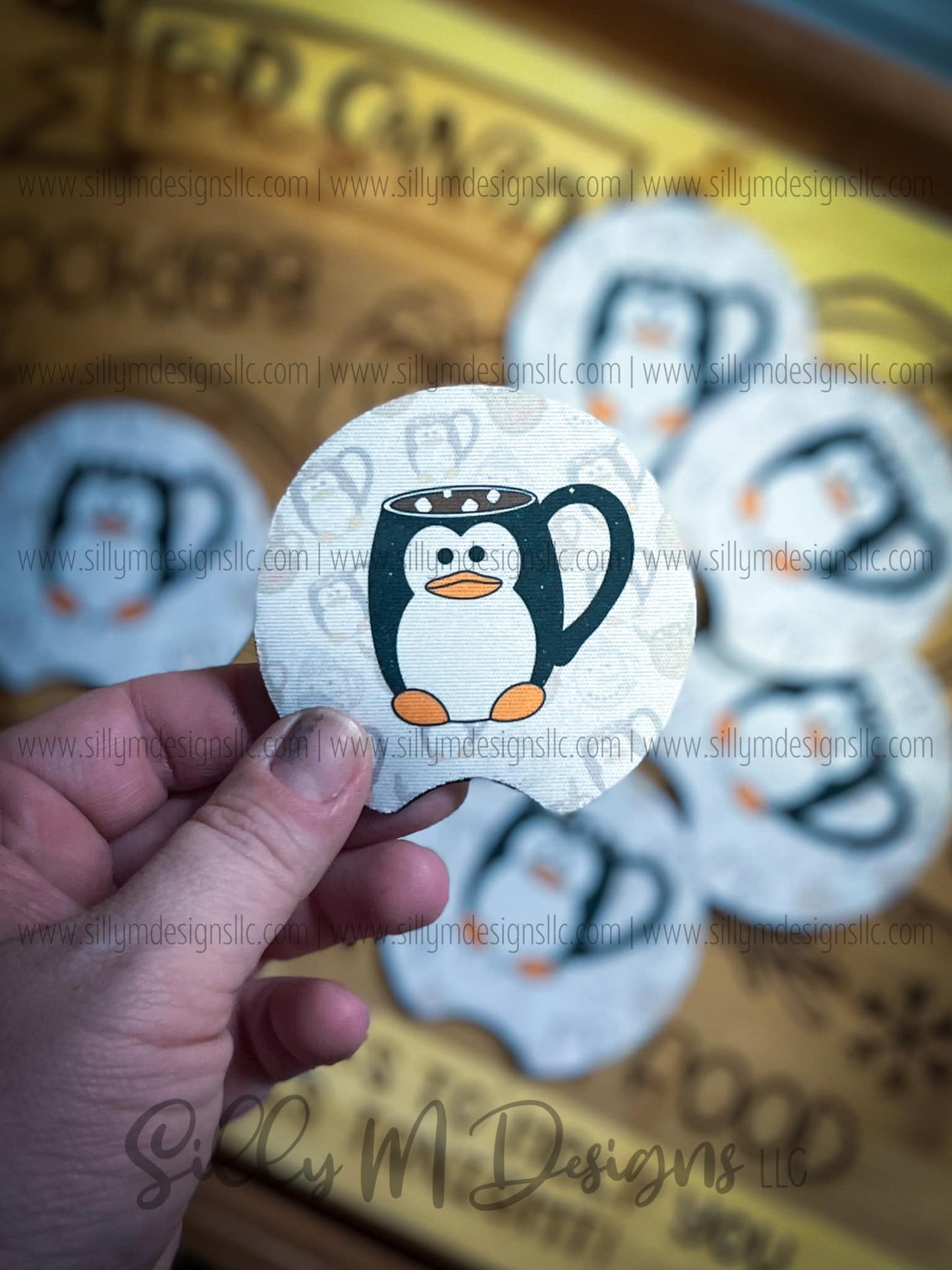 Penguin Mug Neoprene Coaster Set