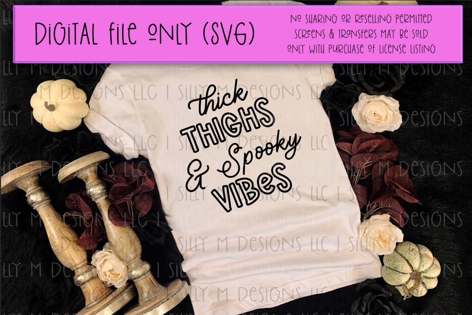 Thick Thighs & Spooky Vibes PNG, SVG