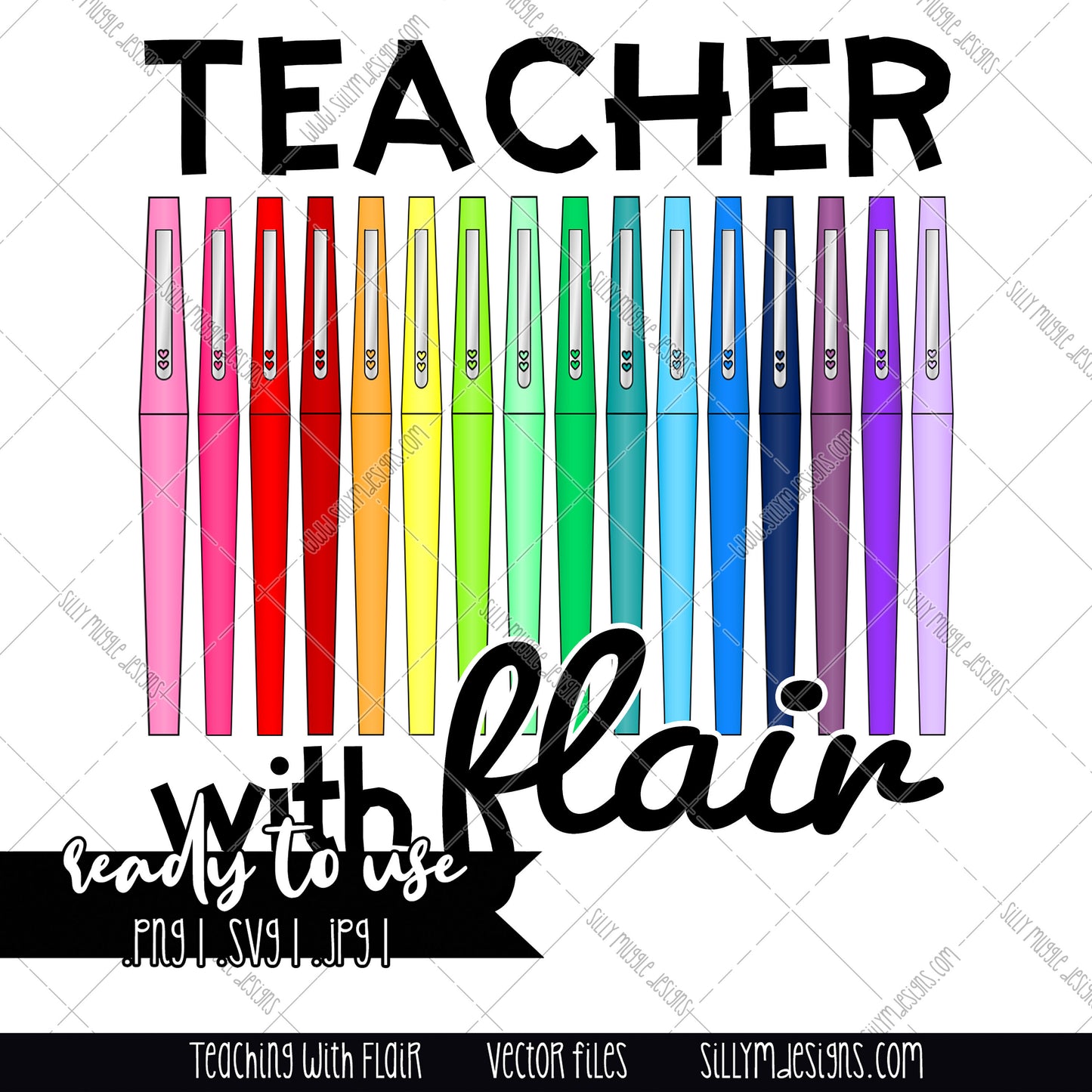 Teacher with Flair Digital Download RGB colors |  .png .jpg .svg