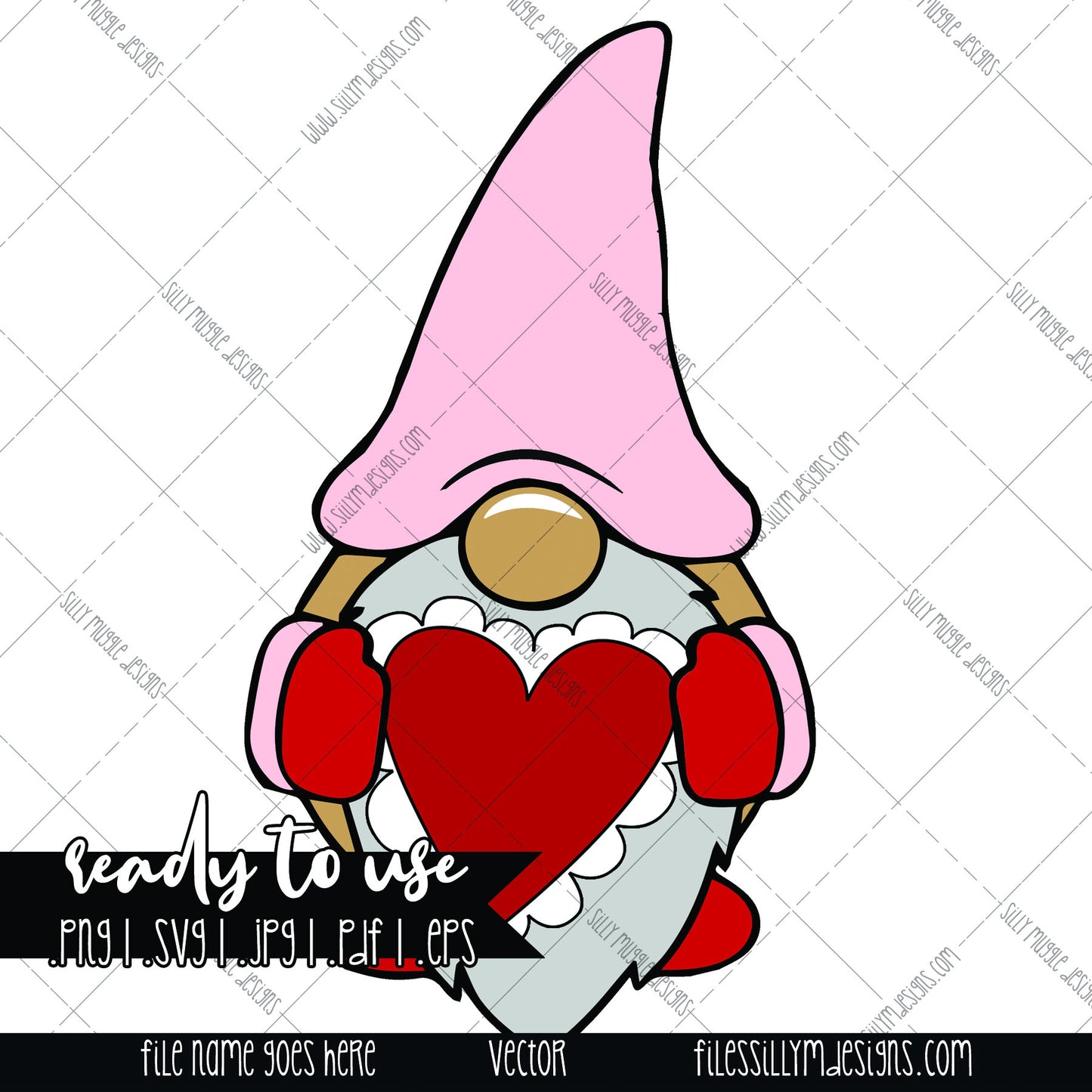 Valentines Gnome | SVG, JPEG, PNG
