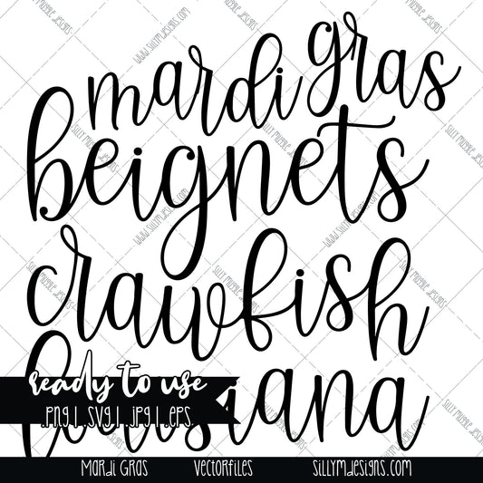 Mardi Gras Beignets Crawfish Louisiana | SVG, JPEG, PNG