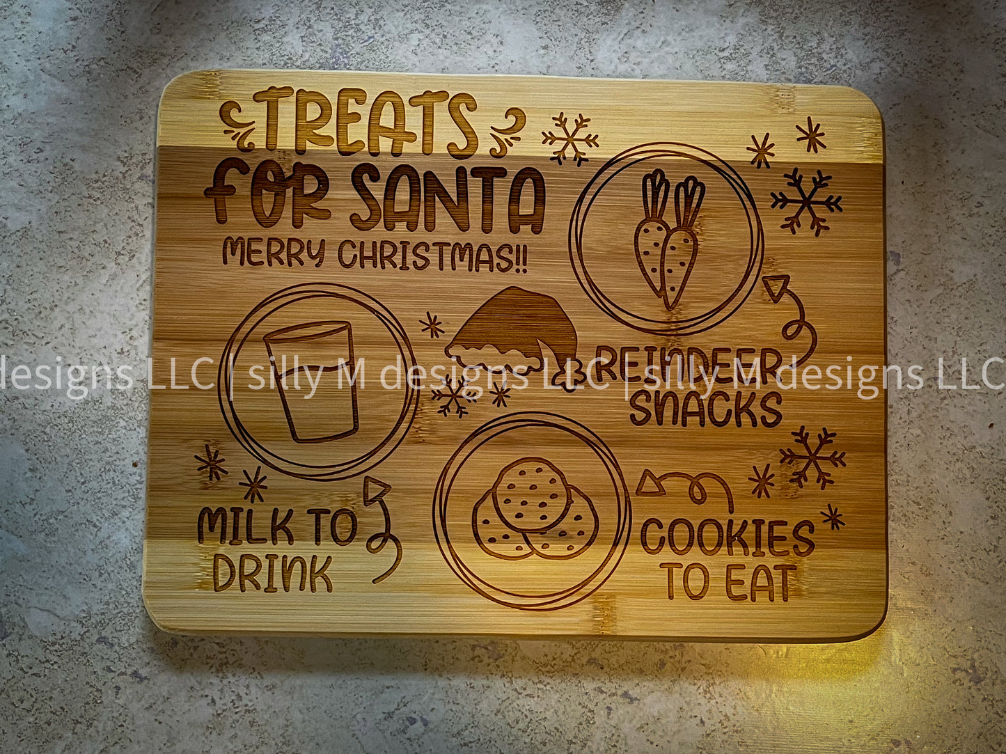 Santa Tray | Laser Engraved Bamboo Serving Board