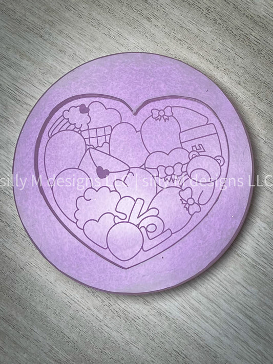 Valentines Heart Doodle Coaster Mold