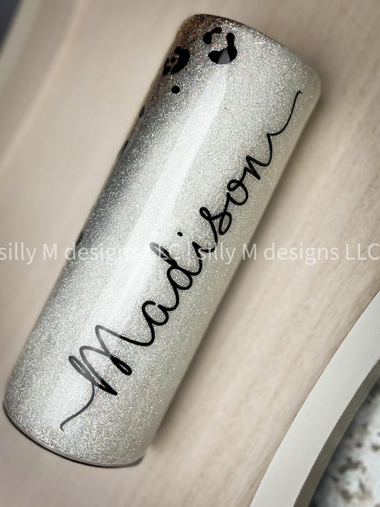 Glittered Leopard Swirl Tumbler