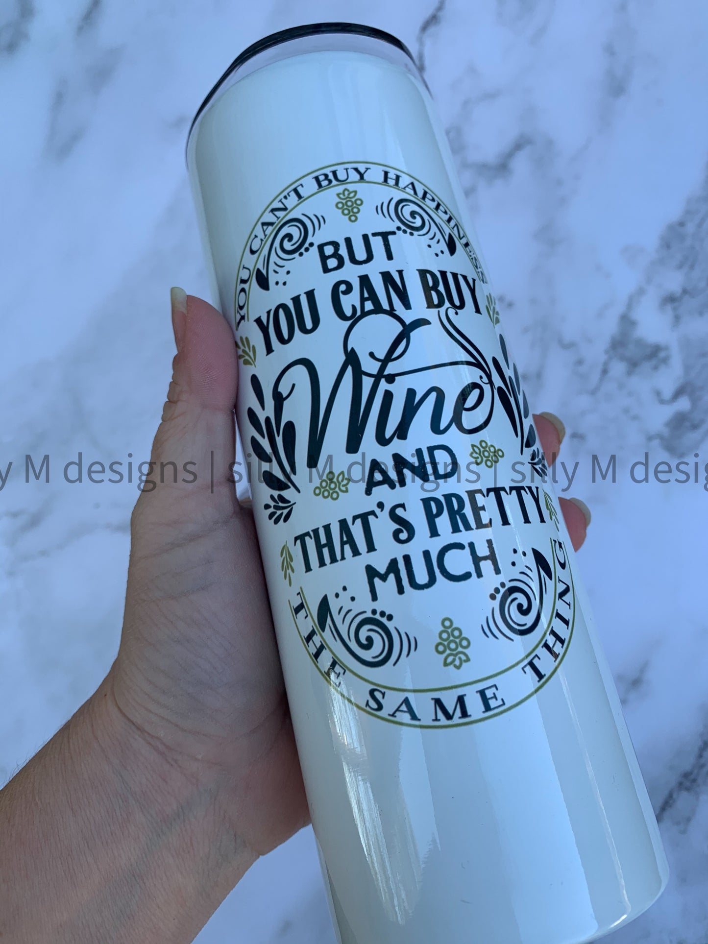 Happiness and Wine Tumbler