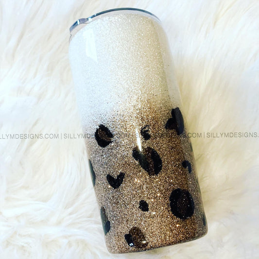 Glittered Leopard Tumbler